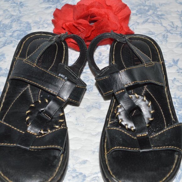 BORNE  BLACK SANDALS  9/40.5 M, MADE IN MEXICO - Picture 3 of 6
